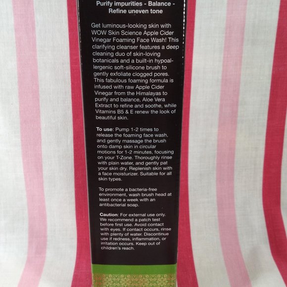 WOW Skin Science Apple Cider Vinegar Foaming Face Wash w/Brush Acne Pore Cleaner - Picture 2 of 11